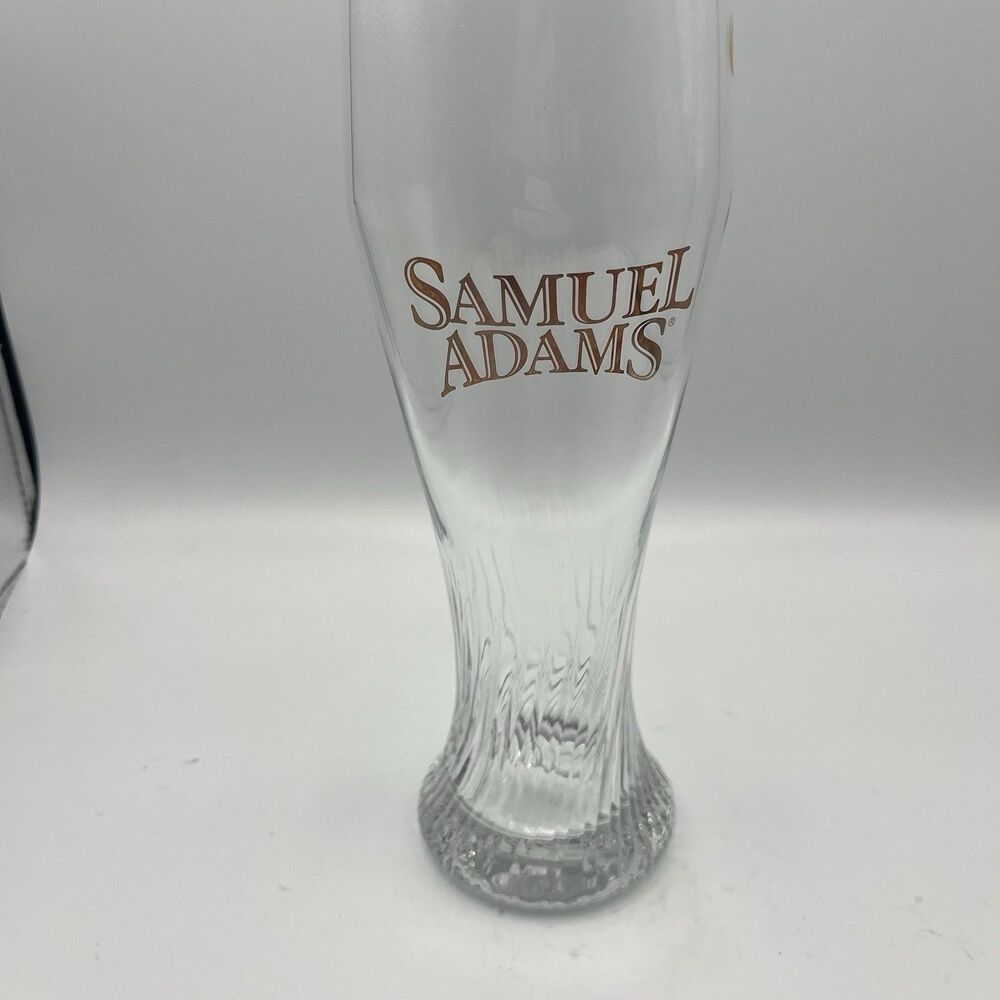2018 Samuel Adams 9+ Inch Tall Clear Pilsner Beer Glass w Gold Rim and Logo